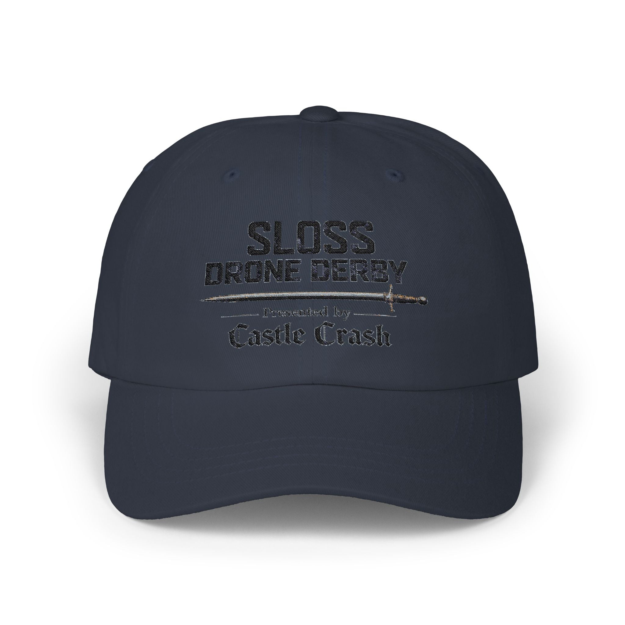 Classic Dad Cap — Black Logo - Sloss Drone Derby Presented by Castle Crash Society Baseball Hat
