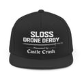 Sloss Drone Derby Snapback Hat — "Presented by Castle Crash" Embroidered Cap - White Logo