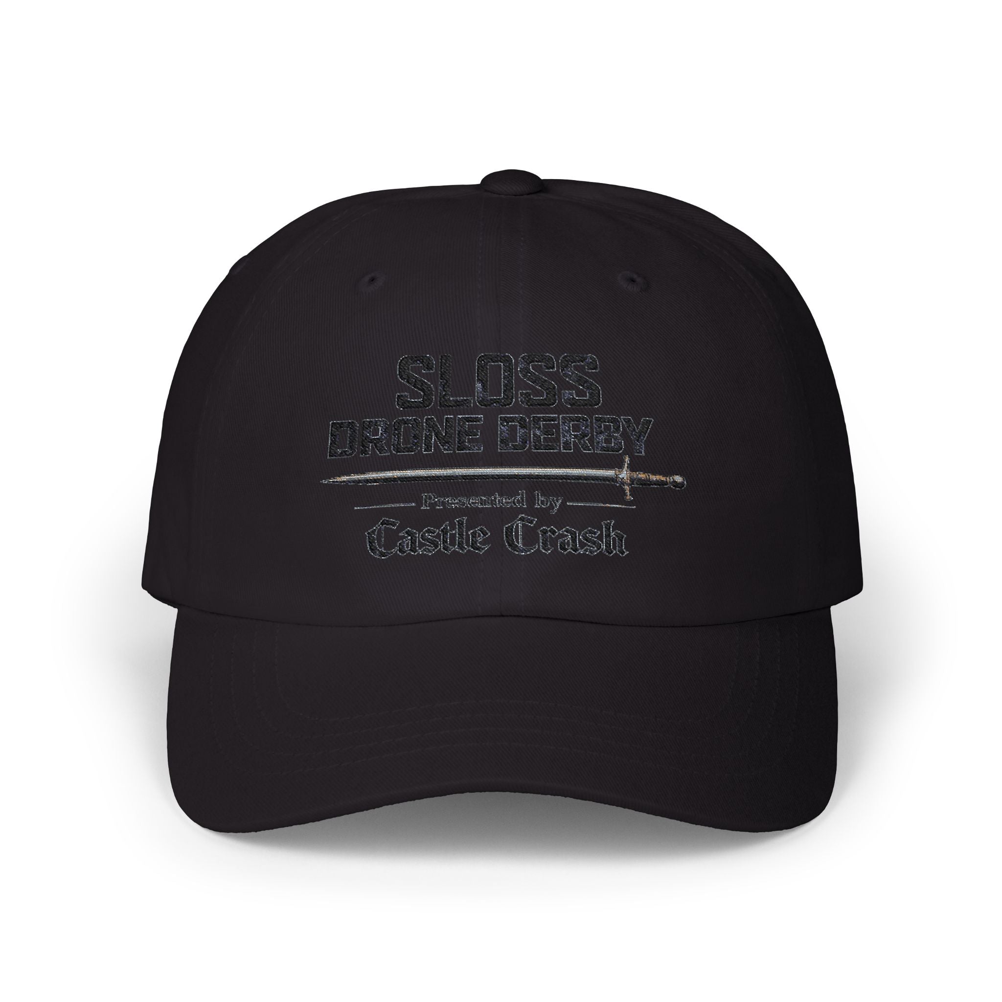 Classic Dad Cap — Black Logo - Sloss Drone Derby Presented by Castle Crash Society Baseball Hat